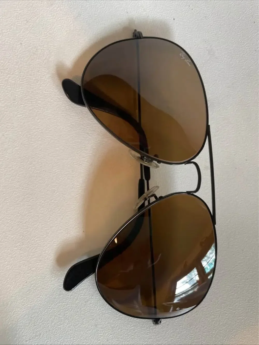 Vintage B&L Ray-Ban Aviator Sunglasses Black Frame 58[]14 Brown Glass Lenses USA